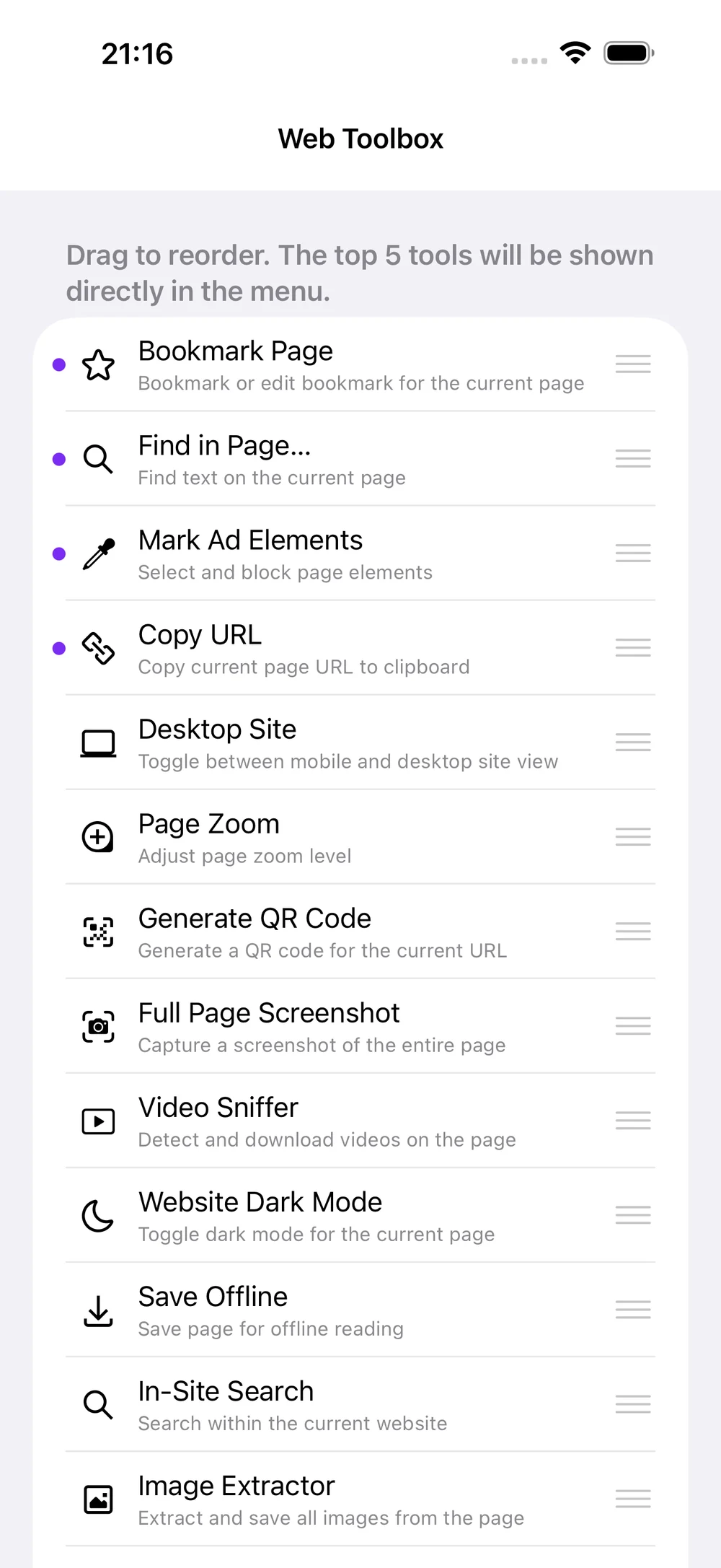 Page tasks. One place.